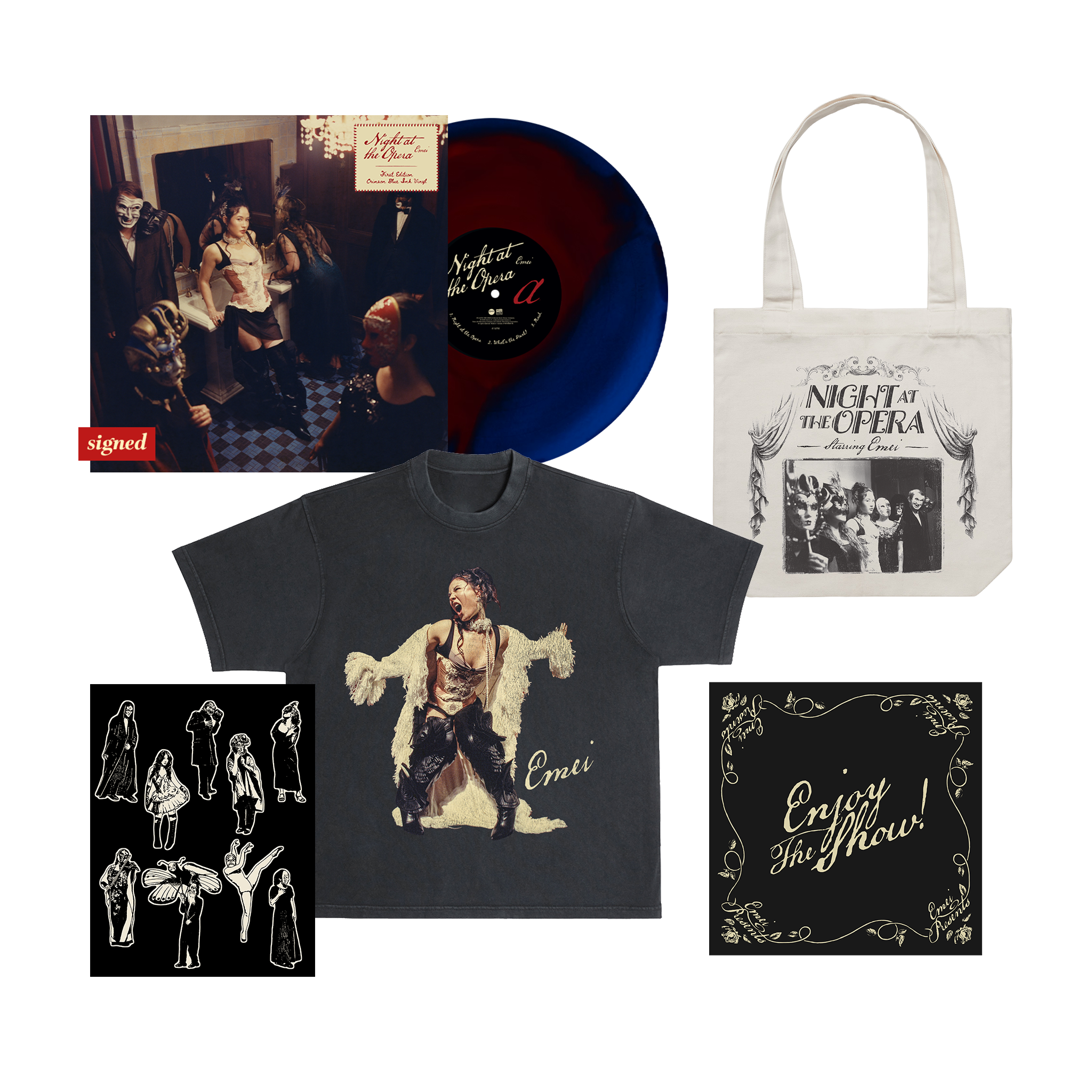 Night at the Opera Signed Crimson Blue Ink Signature Bundle